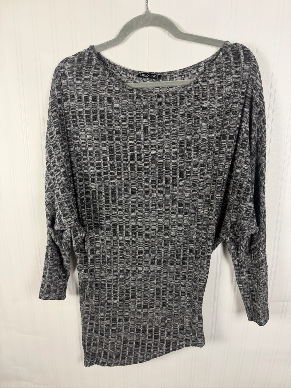 Mind Code Gray Black Textured Knit Women's Sweater
